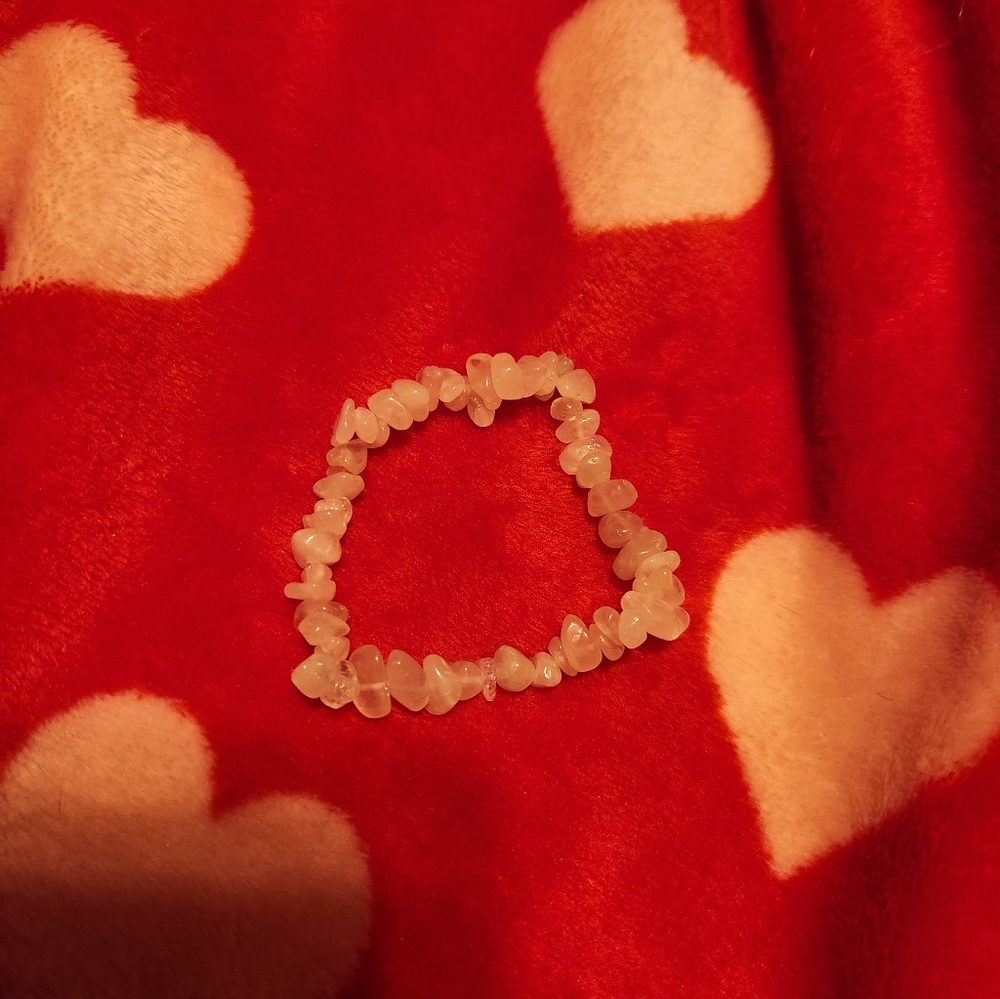Rose Quartz Chip Bead Stretch Bracelet - Pale Pink
